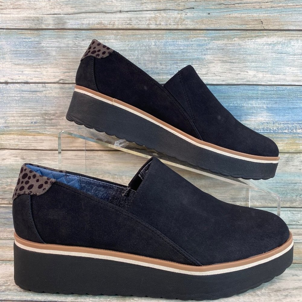 Dr Scholl's Womens Shoes Size 6M Black Wedge Heel Comfort Look Out Platform